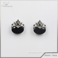 Elegant style black stone silver jewelry wholesale vintage gemstone earrings